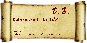 Debreczeni Balló névjegykártya